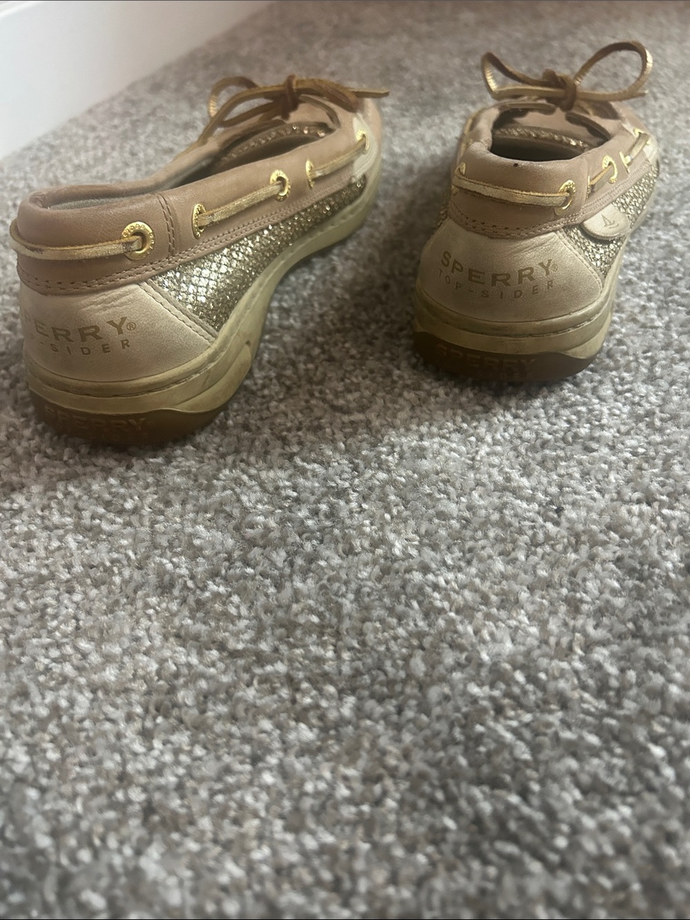 Women’s Tan Leather Boat Shoes with Gold Accent - Picture 3 of 3